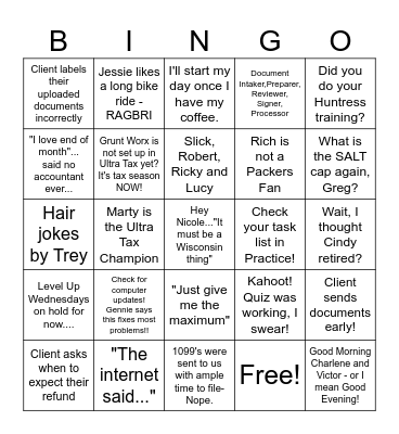 "And, We're Off..." Bingo Card