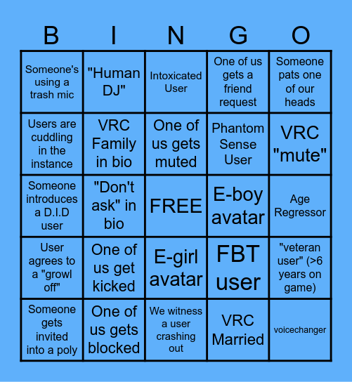 VRChat Bingo Card