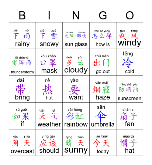 weather Bingo Card