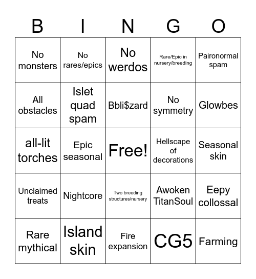 MSM Bingo Card