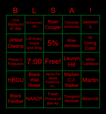 Black History BINGO Card
