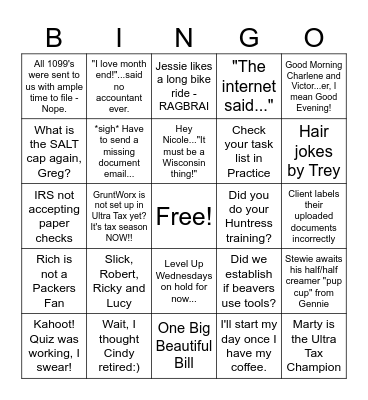 "And, We're Off..." Bingo Card