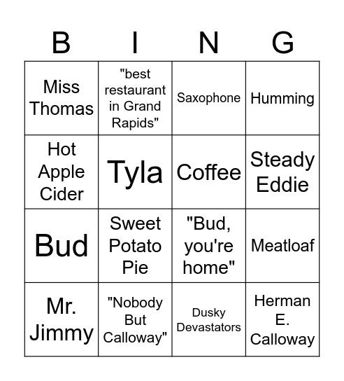 Chapter 14 BINGO Card