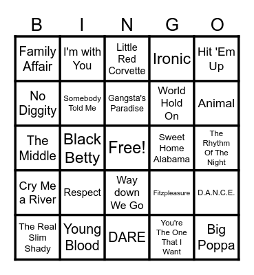 Music Bingo Card