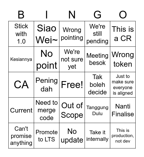 IVA Meeting Bingo Card