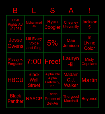 Black History BINGO Card