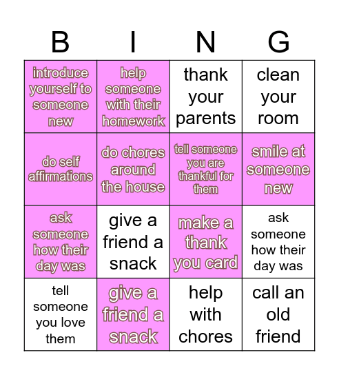 Kindness BINGO Card