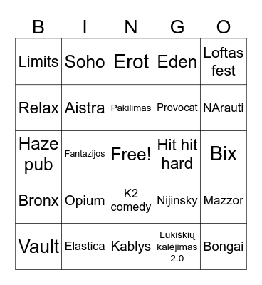 Untitled Bingo Card