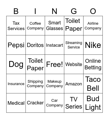 Super Bowl Bingo Card