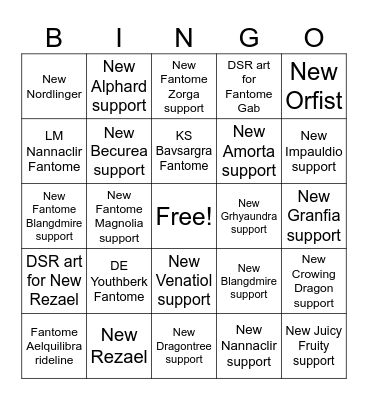Divinez set 14 prediction Bingo Card