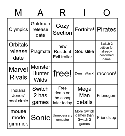 direct :) Bingo Card