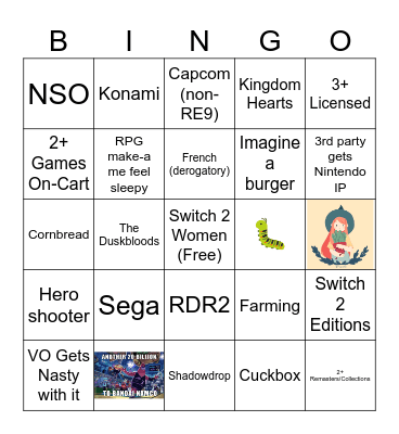 Nintendo Direct Partners (2009) Showcase Bingo Card
