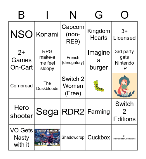 Nintendo Direct Partners (2009) Showcase Bingo Card