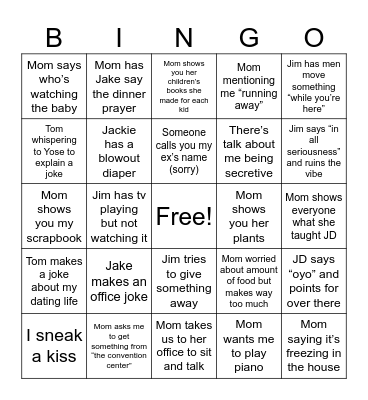 Welcome to the family Bingo Card