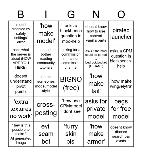 CPM server bingo Card