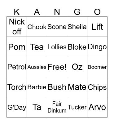 Kano! Bingo Card
