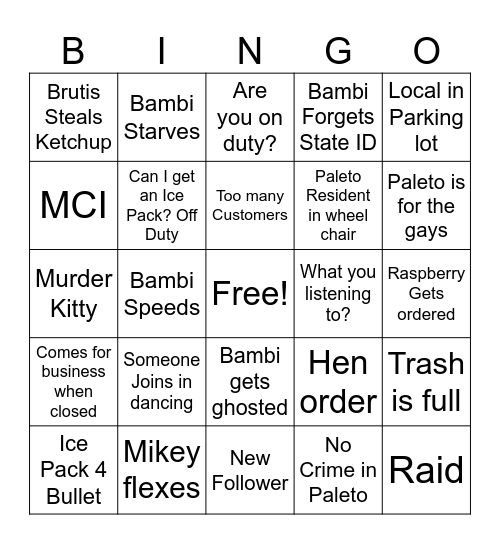 BAMBI Bingo Card