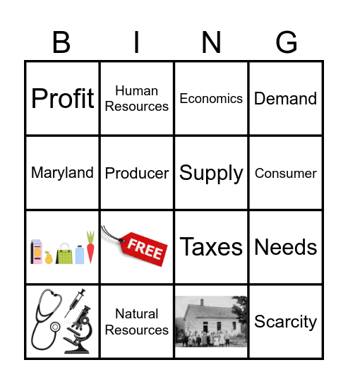 Economics - Key Words Bingo Card