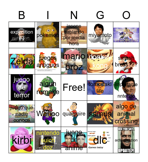 NINTENDO DIRECT BBBBINGOO Bingo Card