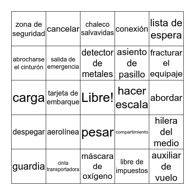 Unidad 3.2 Bingo Card