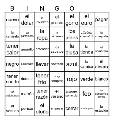 U4L1 - Bingo Card