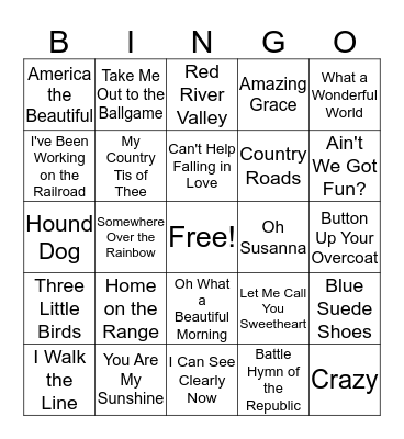 Musical Bingo Card