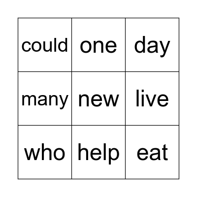 G1A Unit 2 H. F. words Bingo Card