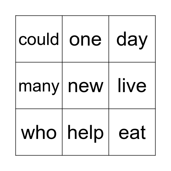 G1A Unit 2 H. F. words Bingo Card