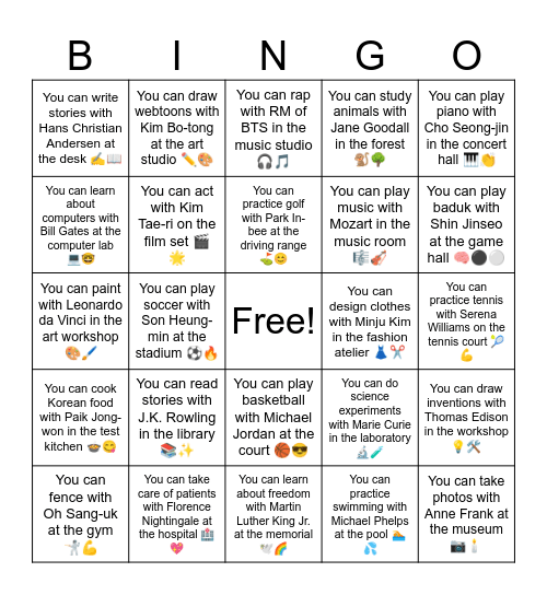 B10 L5 You can study animals with Jane Goodall in the forest 🐒🌳 Bingo Card