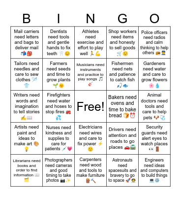 B10 L11Bakers need ovens and time to bake bread 🍞⏰ Bingo Card