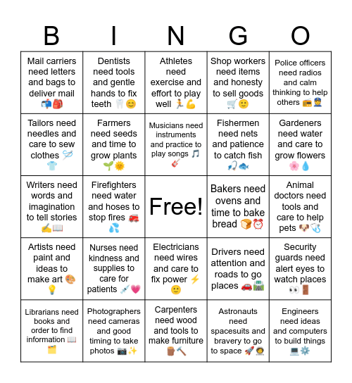 B10 L11 Bakers need ovens and time to bake bread 🍞⏰ Bingo Card