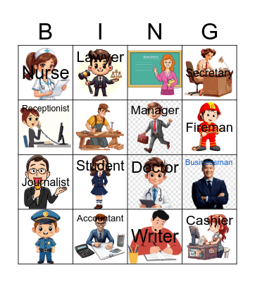 Las Profesiones Bingo Card