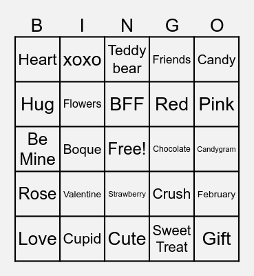 Cupid's Candyland Bingo Card