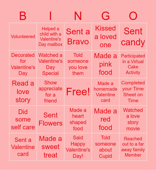 Sweetheart Bingo Card