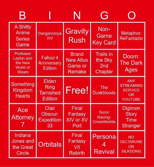 Nintendo Direct: Partner Showcase 2.5.2026 Bingo Card