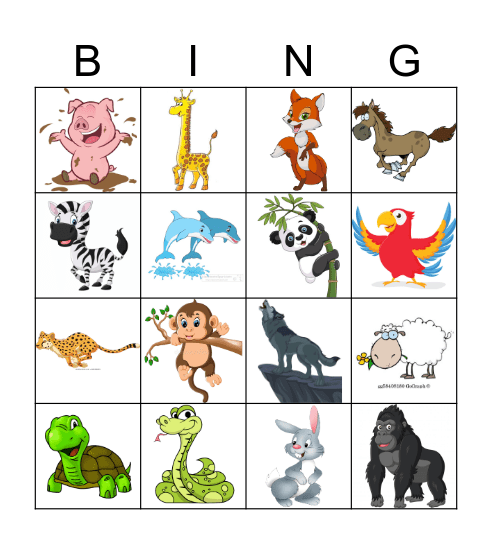 ZOO ANIMALS Bingo Card
