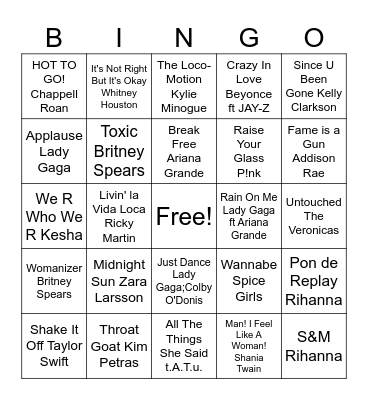 PRIDE ANTHEMS ROUNDS 4 & 5 Bingo Card