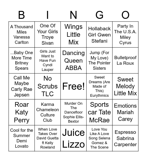 PRIDE ANTHEMS ROUNDS 1 & 2 Bingo Card