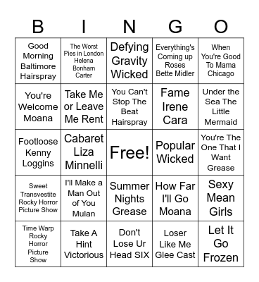 MUSICAL THEATRE Bingo Card