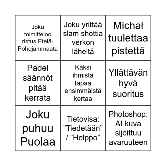 MINGO Bingo Card