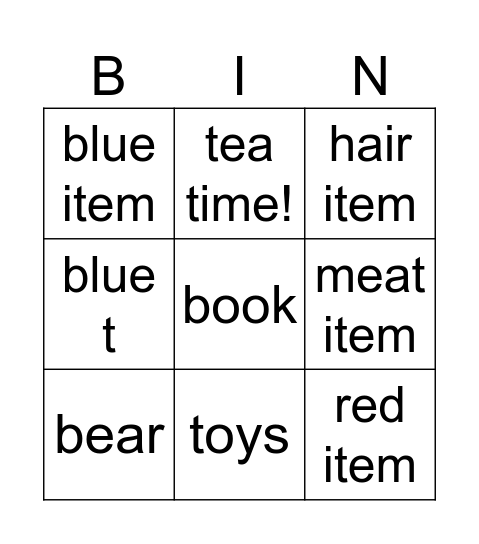 Shopping Bingo Card