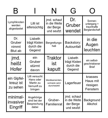 BERGDOKTOR 1 Bingo Card