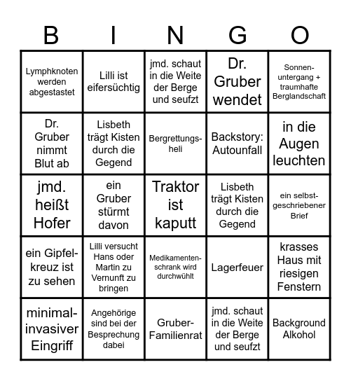 BERGDOKTOR 1 Bingo Card