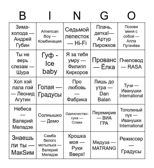 Раунд №2 Bingo Card