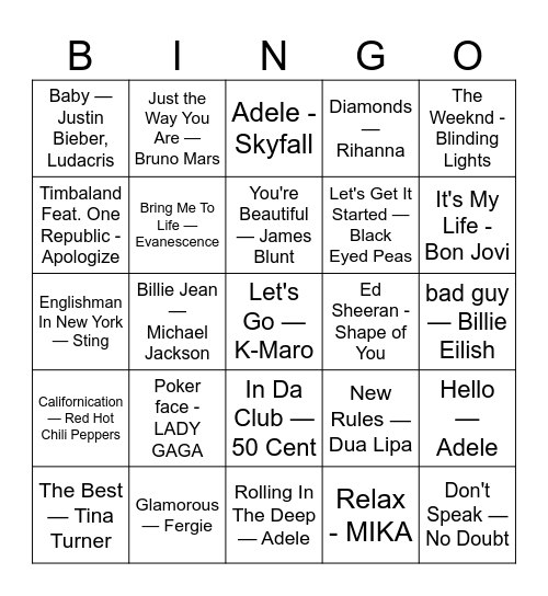 Раунд №3 Bingo Card