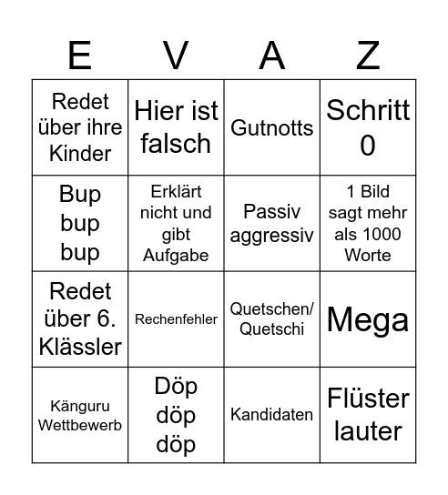 Mathe LK Bingo Card