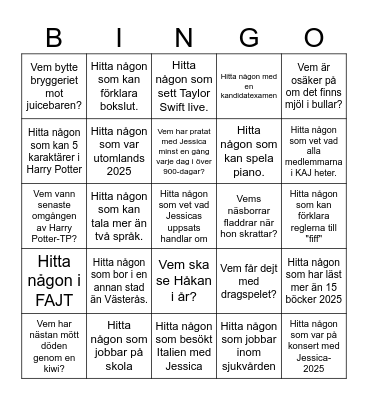 Mingel Bingo Card