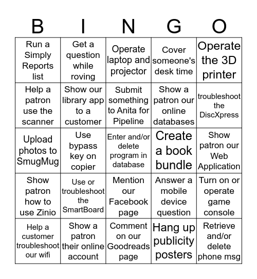 Children's Info Bingo Week 1/9/2017 Bingo Card