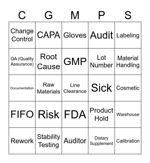 cGMP's Bingo AVOA Bingo Card