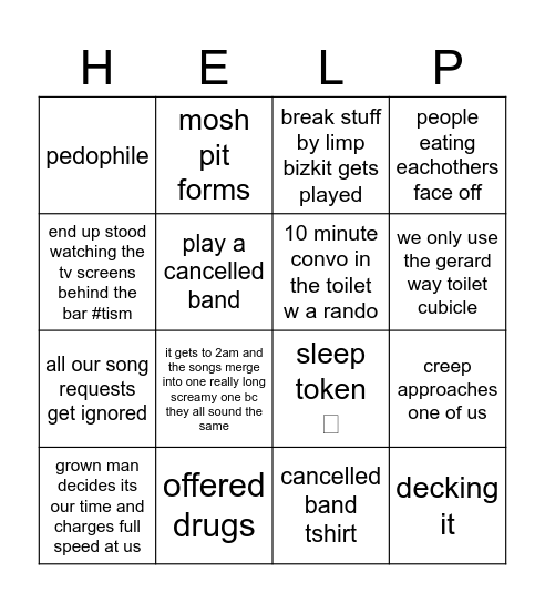 k1 bingo Card